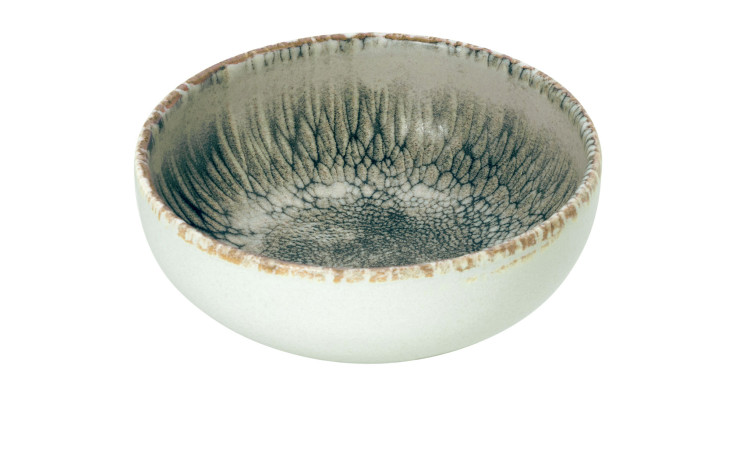 Creatable Schale Uno 16 cm, Schale aus Steinzeug mit grauer Craquelé-Innenglasur, abgebildet auf weißem Grund.