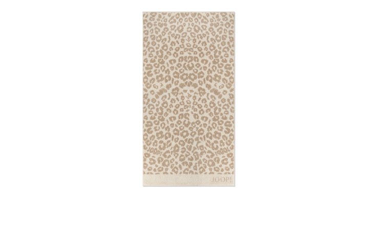 JOOP! Duschtuch Leo 80x150cm, beige mit Leo-Druck und Logo, passt ideal zu einem beigen Teppich.