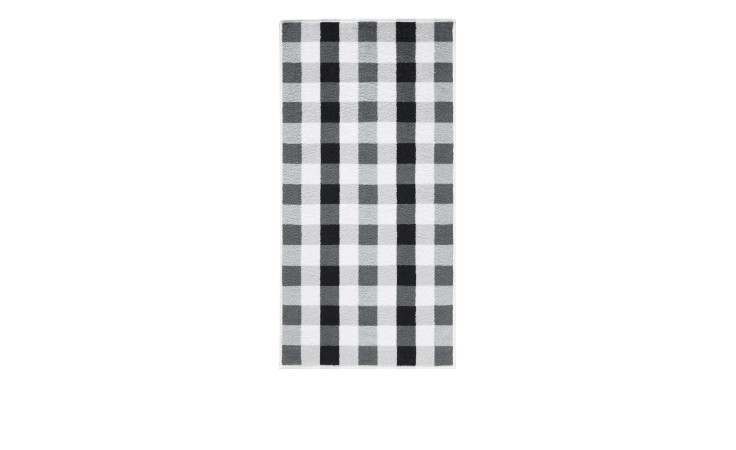 Cawö Handtuch Karo 50 x 100 cm, schwarz-weiß kariert im klassischen Buffalo-Plaid, aus Naturfaser.