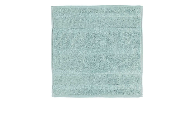 Cawö Seiftuch Noblesse 30x30 cm in Seegrün mit strukturierter Oberfläche und abgestepptem Rand, abgebildet auf weißem Hintergrund.