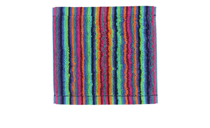 Das Cawö Seiftuch Lifestyle 30x30 cm ist ein rechteckiges, mehrfarbiges Handtuch mit leuchtenden Längsstreifen.