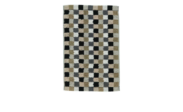 Cawö Gästehandtuch Lifestyle 30 x 50 cm in Grau und Beige Karomuster auf knackig weißem Hintergrund.