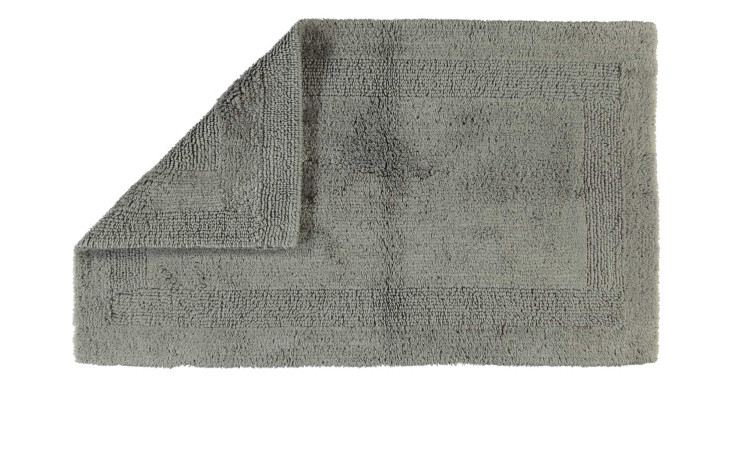 Cawö Wende-Badteppich 60 x 100 cm in graphitgrau, Naturfaser mit strukturierter Bordüre, Ecke umgeschlagen.