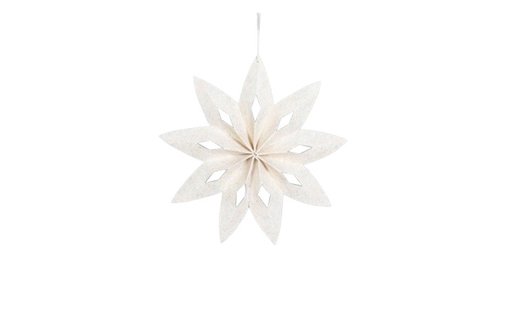 DPI Filzstern 40 cm weißes Filzstern-Ornament mit ausgeschnittenen Mustern, ideal für Dekorationen, die auf einem schlichten Hintergrund hängen.