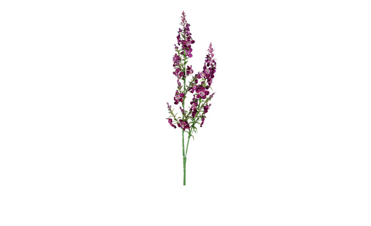 Wax-Blume 60 cm aus Kunststoff mit lila Blüten und grünen Stiel und Blätter.