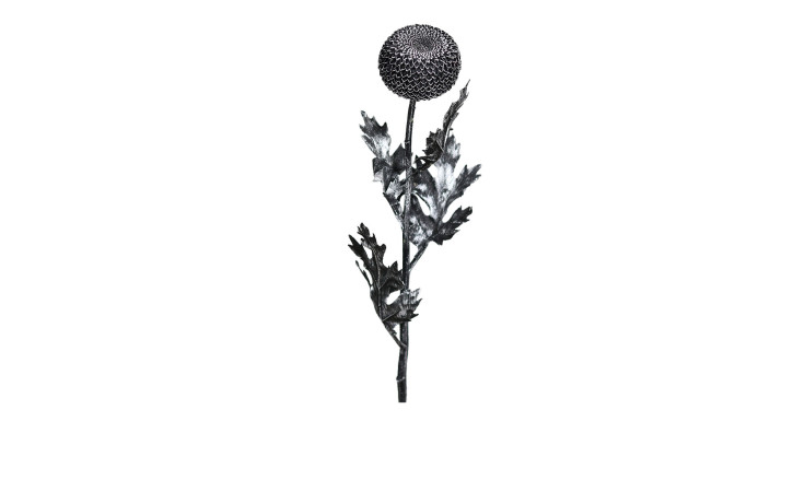 Tageteszweig 63 cm aus Kunststoff in schwarz metallic mit Absetzungen in silber.