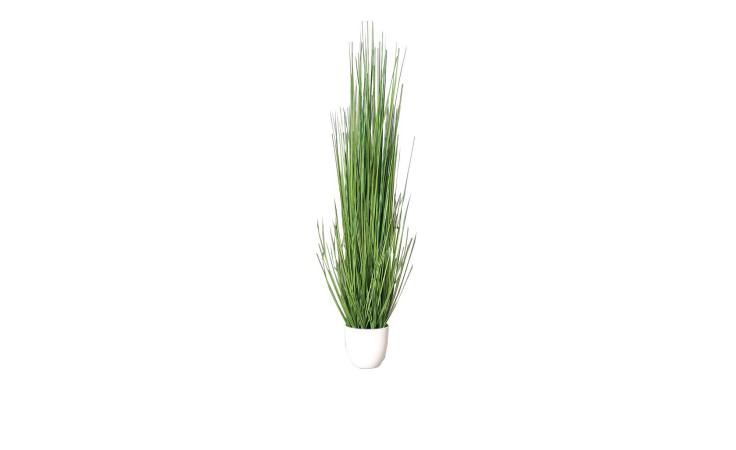 Isolepsis-Gras 100 cm aus Kunststoff in grün mit einem weißen Untertopf.