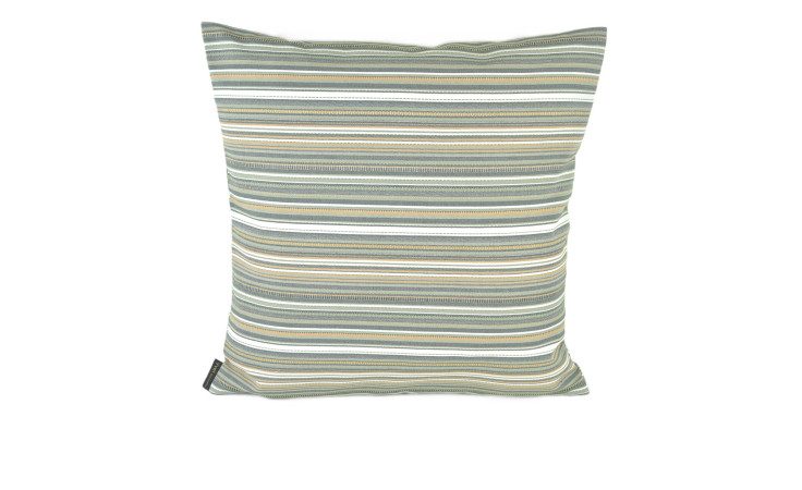 Kissenhülle Tropic 38 x 38 cm Farn: Grün, Beige und Weiß gestreift aus Synthetikfaser auf weißem Hintergrund.