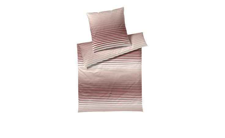 Joop Mako-Satin-Bettwäsche Shutter-JOOP! 135x200 cm Set mit Kissenbezug, braun/beige/weiß quer gestreift.