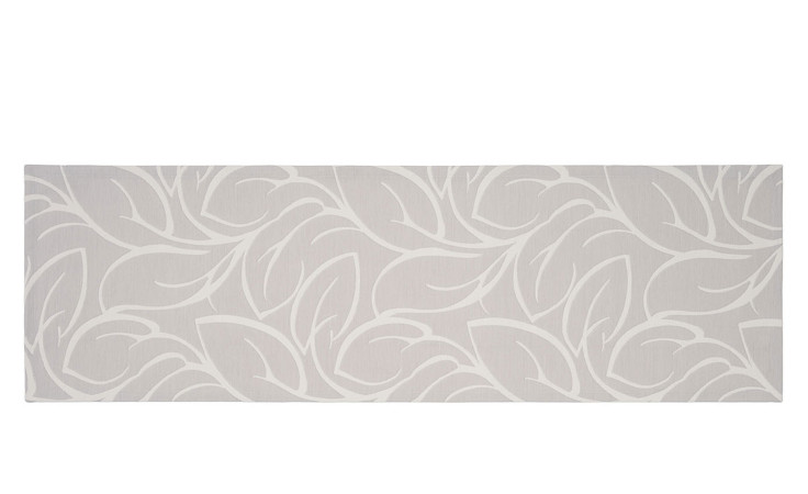 Der Ambiente Trendlife Tischläufer Batida 40 x 140 cm zeigt ein weißes abstraktes Blattmuster.