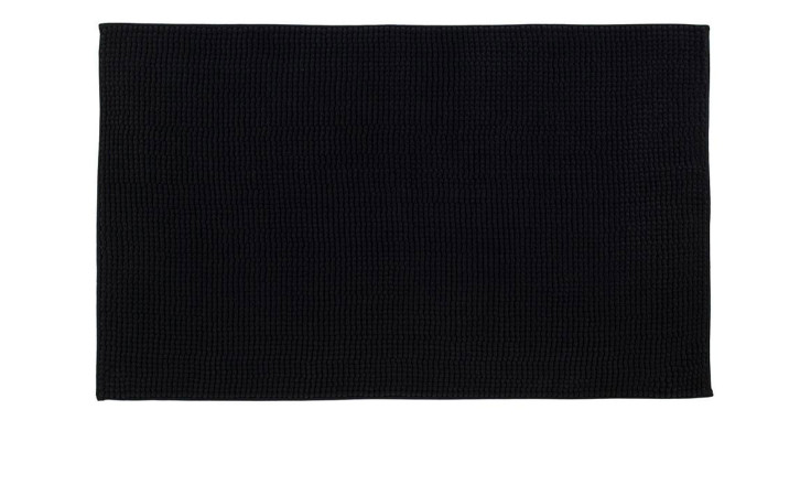 Der Gözze Badteppich Chenille 60 x 100 cm in Graphit-Schwarz wird flach auf weißem Untergrund präsentiert.