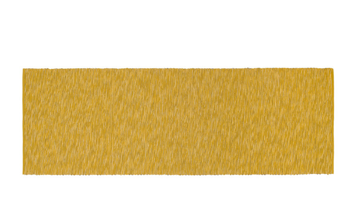 Ein rechteckiger Tischläufer Merano 50 x 140 cm von Ambiente Trendlife in Senf Gelb, mit einer groben Struktur, isoliert.