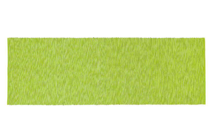 Der Ambiente Trendlife Tischläufer Meramo 50 x 140 cm ist eine grün strukturierte Naturfasermatte auf weißem Grund.