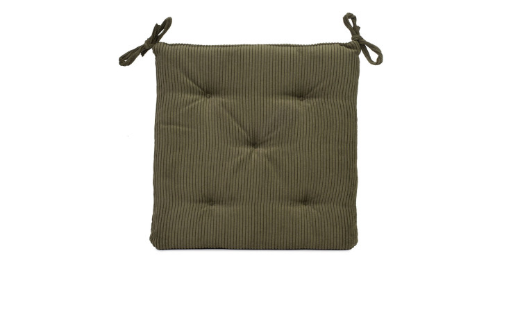 Ambiente Trendlife Sitzkissen Capri 40x40 cm, dunkelgrün, Jacquard, mit Eckbändchen, auf weißem Hintergrund.