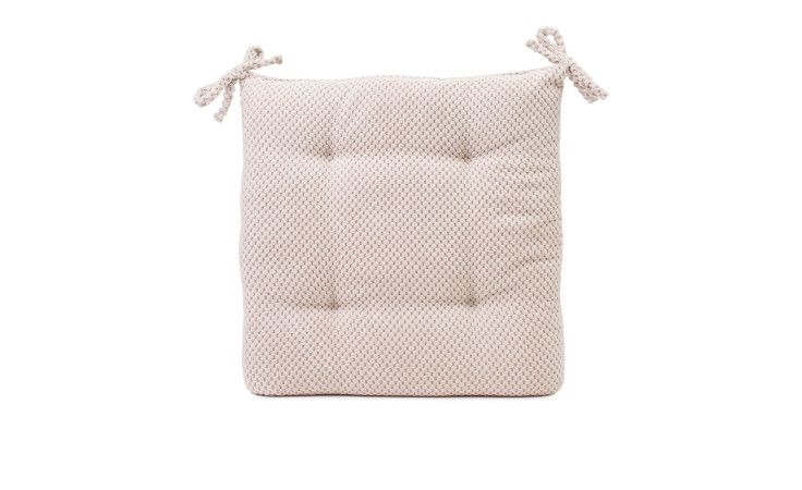 Ambiente Trendlife Sitzkissen Sven 40x40 cm in beige mit Rautenmuster, Stoffbändern, abgebildet auf weißem Untergrund.