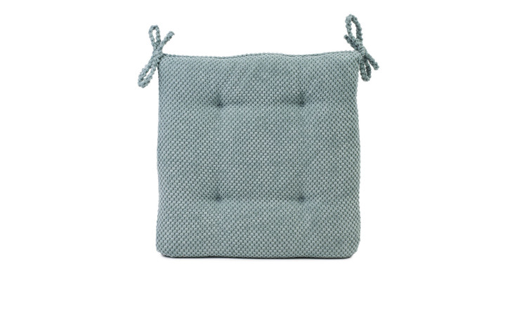 Sitzkissen Sven 40x40 cm von Ambiente Trendlife: blau, strukturiert, Synthetikfaser, mit Bändern an den oberen Ecken, abgebildet auf weiß.