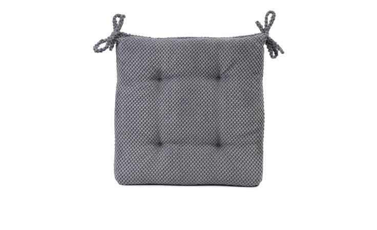 Sitzkissen Sven 40 x 40 cm von Ambiente Trendlife aus anthrazitfarbener Kunstfaser mit Bändern, abgebildet auf weiß.