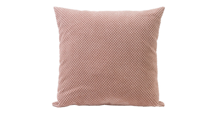 Eine rosa, strukturierte rechteckige Kissenhülle Sven 60x60 cm von Ambiente Trendlife in weicher Synthetikfaser auf Weiß.