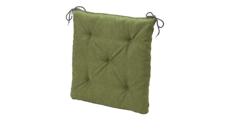 Sitzkissen Darco 40x40 cm von Ambiente Trendlife, grün, Kunstfaser, 4 Knopfbüschel, 2 Paar schwarze Bänder.