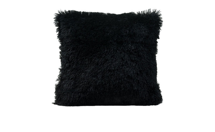 Ambiente Trendlife Kissen Crazy 45 x 45 cm, schwarz, flauschig, aus Synthetikfaser auf weißem Hintergrund.
