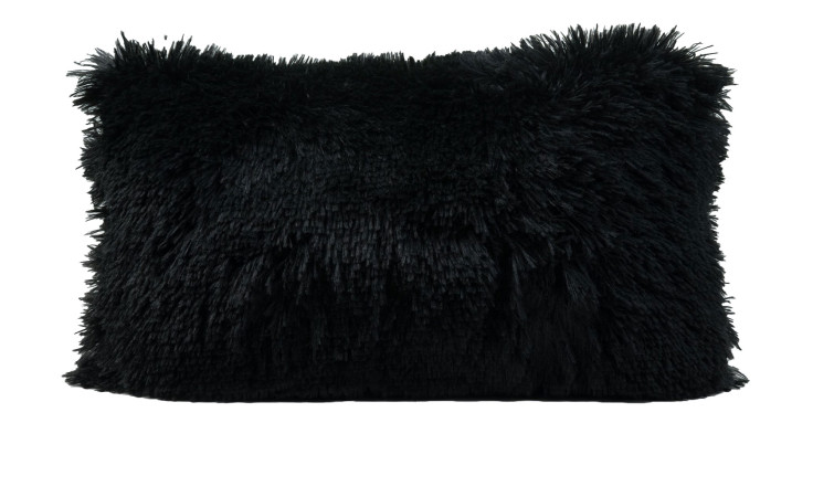 Ambiente Trendlife Kissen Crazy 30 x 50 cm, schwarz, Synthetikfaser mit zotteliger Oberfläche vor weißem Hintergrund.