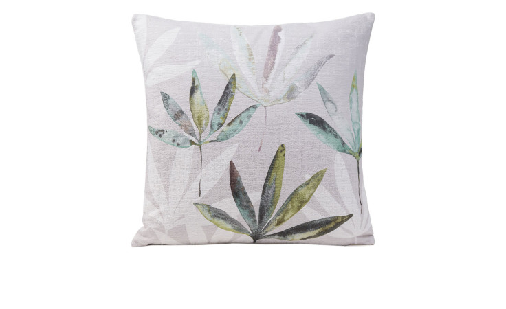 Kissenhülle Vanity 45 x 45 cm von Ambiente Trendlife mit dezentem Blattmuster in Dunkelgrün auf Synthetikfaser.