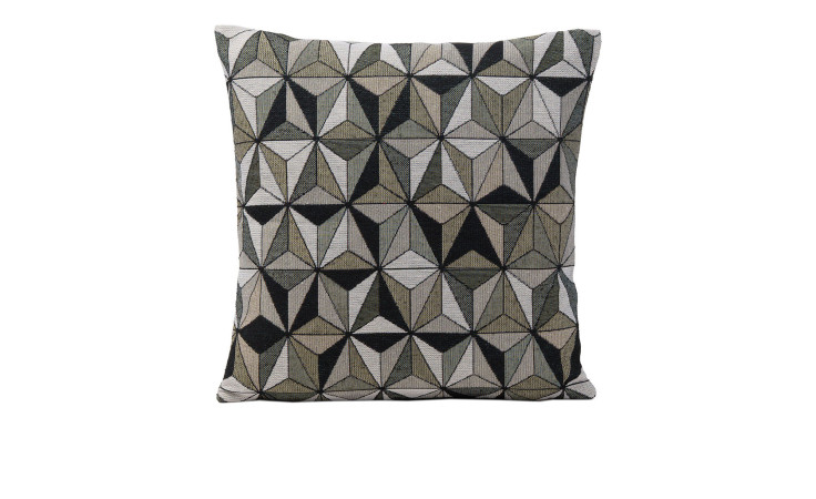 Kissenhülle Starlet 50x50 cm von Ambiente Trendlife mit geometrischem Muster in Anthrazit, Grau, Weiß & Olivgrün.