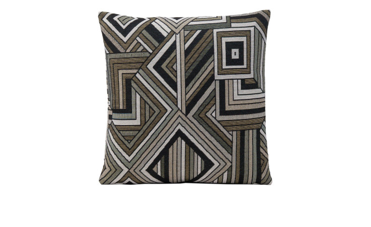 Ambiente Trendlife Kissenhülle Corner 50 x 50 cm mit auffälligem geometrischen Muster in Schwarz, Braun, Beige und Weiß.