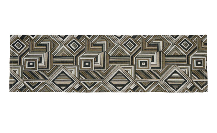 Tischläufer Corner von Ambiente Trendlife, 40x140 cm, mit geometrischem Quadrat- und Rautenmuster in neutralen Tönen.