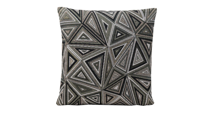 Die Ambiente Trendlife Kissenhülle Trigon 50x50 cm hat ein geometrisches Muster in Anthrazit, Schwarz, Grau und Beige.