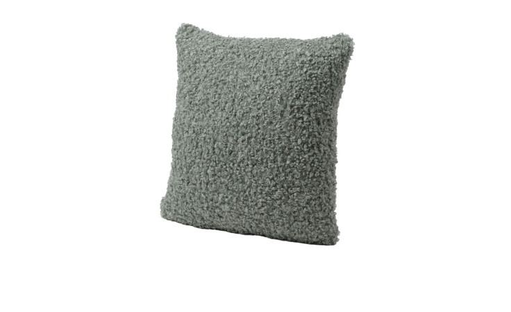 Eine graue, strukturierte Ambiente Trendlife Kissenhülle Rolf 40x40 cm mit weicher, flauschiger Oberfläche auf weißem Grund.
