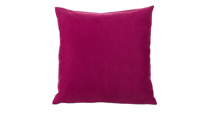 Quadratische magentafarbene Kissenhülle Dante 50 x 50 cm von Ambiente Trendlife, weicher Synthetikfaserbezug auf weißem Hintergrund.