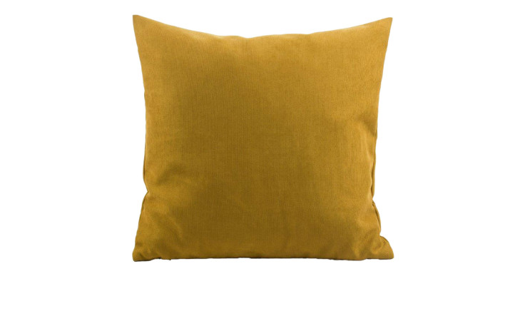 Ambiente Trendlife Kissenhülle Dante 50x50 cm in senf-gelb aus weicher Synthetikfaser auf weißem Hintergrund.