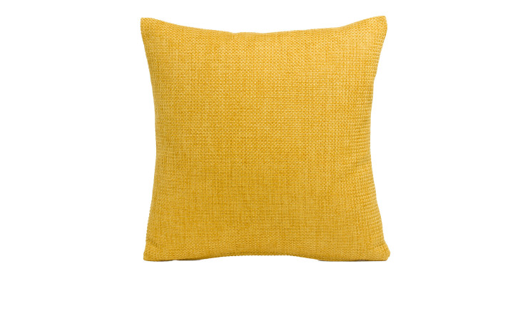 A Ambiente Trendlife Kissenhülle Dallas 40x40 cm in Senf Gelb mit Strukturstoff vor weißem Hintergrund.