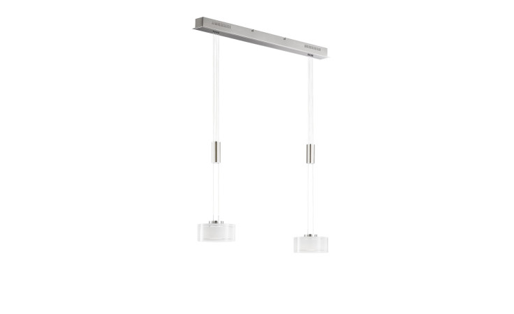 LED-Pendelleuchte Lavin 64 cm von Fischer-Honsel, Metallrahmen in Silber, zylindrische Glasschirme, Leuchtmittel inkl.