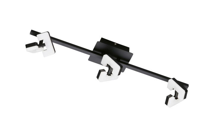 Fischer-Honsel LED-Deckenleuchte Ray 60 cm in schwarz, 3 verstellbare LED-Köpfe, Leuchtmittel inklusive.