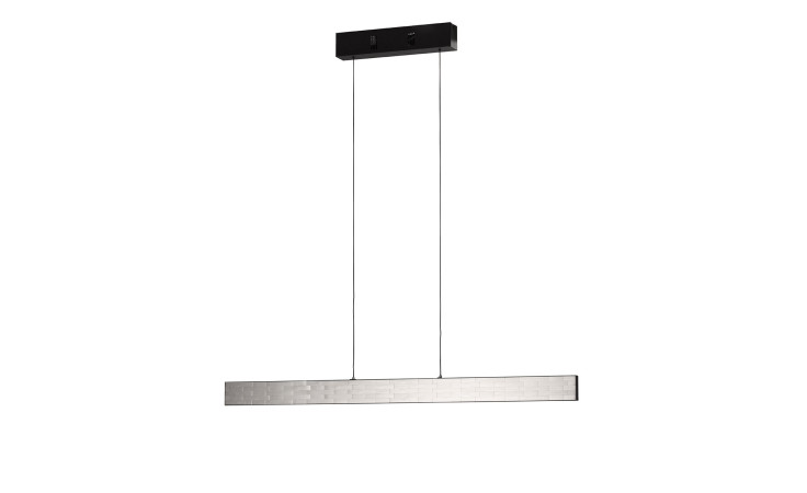Die Fischer-Honsel LED-Pendelleuchte Aluro 121 cm ist eine moderne silberne Metallpendelleuchte mit schwarzer Deckenbefestigung.