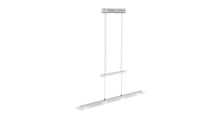 Pendelleuchte Tenso TW von Fischer-Honsel: schlanke, lineare Pendelleuchte aus mattem Nickel mit integrierten Glühbirnen, die an Kabeln aufgehängt sind.