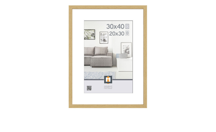 Intertrading Kunststoffrahmen Madrid 30 x 40 cm mit weißem Passepartout, beigefarbene Akzente, modernes Wohnzimmerfoto inklusive.