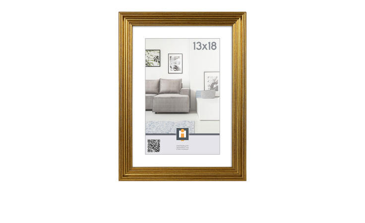 Intertrading Kunststoffrahmen Salerno 13x18 cm, Gold mit Glasfront, modernes Wohnzimmerfoto und Passepartout.