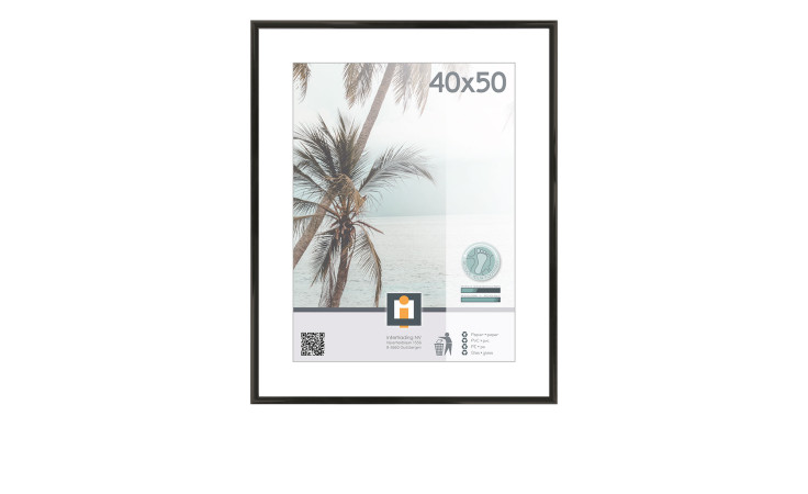 Intertrading Kunststoffrahmen Kyoto 40x50 cm, schwarz, Glasfront, mit Palmbaum-Motiv.