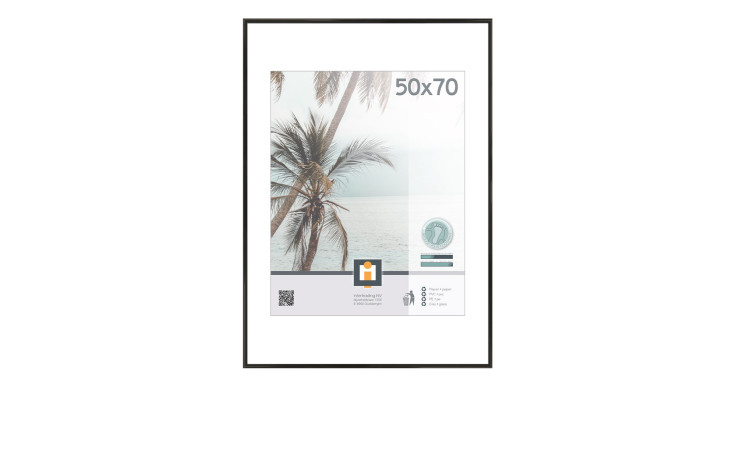 Intertrading Kunststoffrahmen Kyoto 50x70 cm gerahmtes Poster mit Palmenmotiv, abgebildet auf weißem Hintergrund.