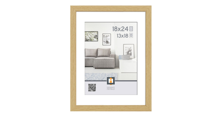 Intertrading Kunststoffrahmen Madrid 18x24 cm in hellem Holz und Beige, perfekt für die moderne Wohnraumgestaltung.