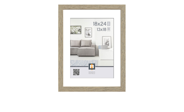 Intertrading Kunststoffrahmen Madrid 18x24 cm mit Braun Decor in einer modernen Wohnlandschaft gezeigt.