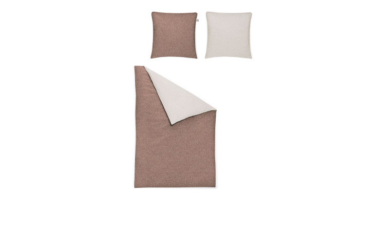 Mako-Satin Bettwäsche Crown-K 135x200cm Set in braun/creme mit 2 Kissenbezügen, hergestellt aus weicher Naturfaser.