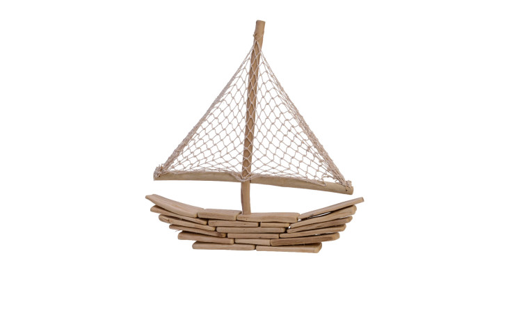 Deko-Boot 45 cm naturfarben aus Treibholz.