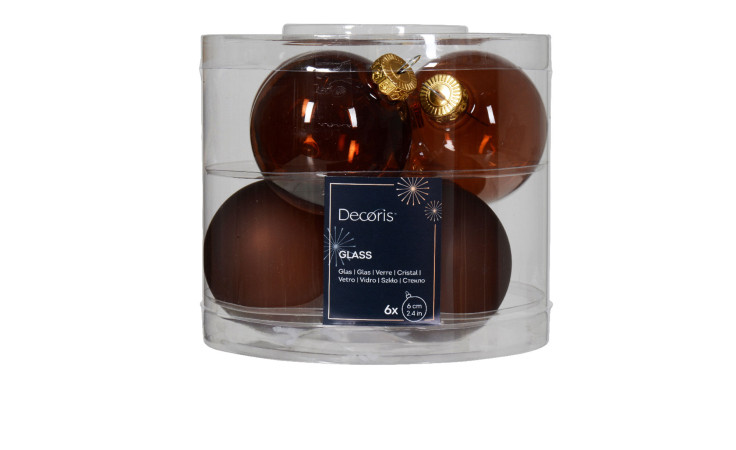 Christbaumkugel-Set 6 cm 6 tlg. in espressobraun.