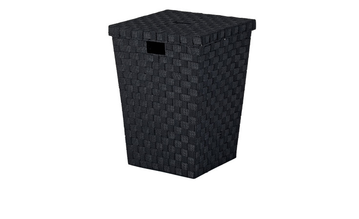 Wäschebox Alvaro, 40x52x40 cm, rechteckig, mit Deckel aus robustem Polypropylen in elegantem Schwarz.
