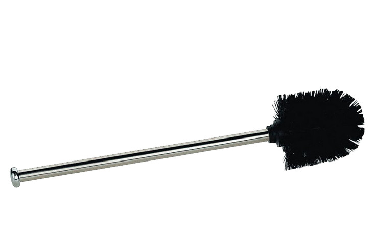Die WC-Bürste Limbio 8,5 x 35,5 cm in Schwarz matt mit Edelstahlgriff ist auf weißem Grund abgebildet.