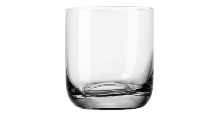 Der transparente Whiskybecher Daily 320 ml von Leonardo steht auf weißem Hintergrund.
